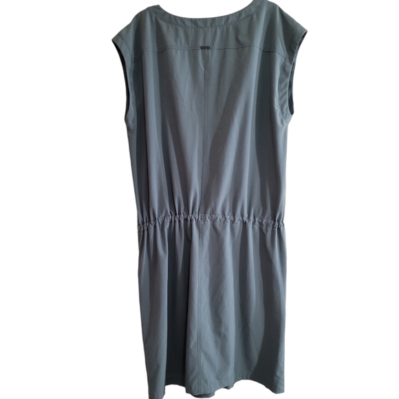 Prana Norma Dress Stretch Blend V-neck SPF Pockets Medium Smoky Blue Athleisure - Picture 7 of 8